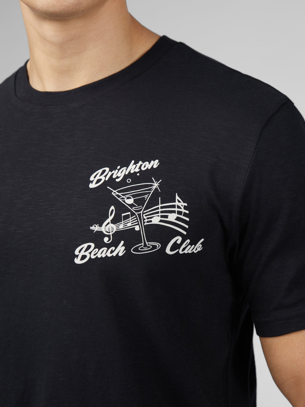 T-Shirt Ben Sherman Signature Brighton Beach Club Noir | DAB-65772901